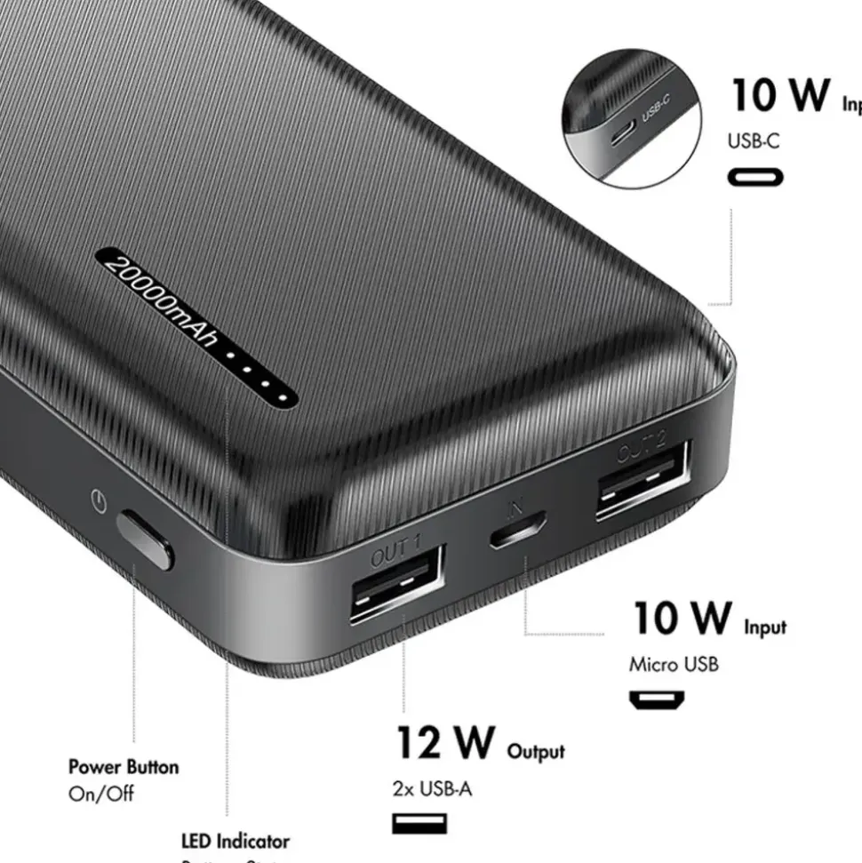 Logilink PA0323W, 20.000 mAh, 12 W, weiß