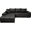 luma-home Eckcouch Leder 3-Sitzer Schwarz