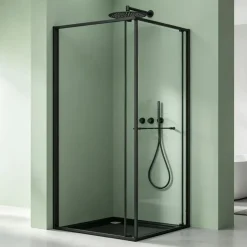 mai & mai Rav69K Eckdusche mit Schiebetür 80 x 80 cm Schwarz Sicherheitsglas