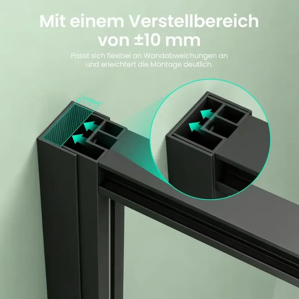 mai & mai Rav69K Eckdusche mit Schiebetür 80 x 80 cm Schwarz Sicherheitsglas