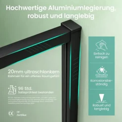 mai & mai Rav69K Eckdusche mit Schiebetür 80 x 80 cm Schwarz Sicherheitsglas