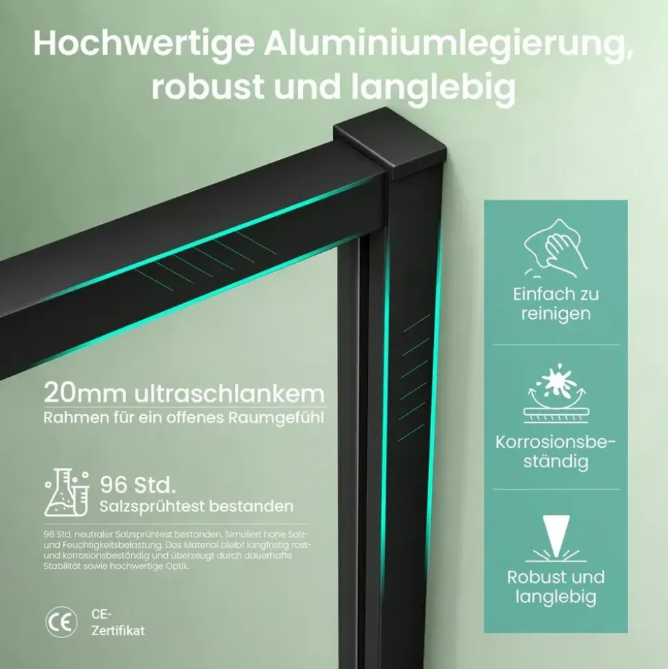 mai & mai Rav69K Eckdusche mit Schiebetür 80 x 80 cm Schwarz Sicherheitsglas