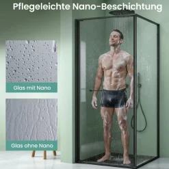 mai & mai Rav69K Eckdusche mit Schiebetür 80 x 80 cm Schwarz Sicherheitsglas