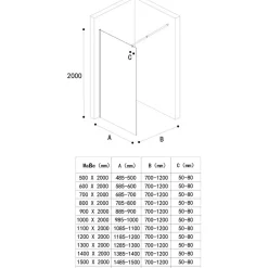 mai & mai Walk-In-Dusche 120 x 200 cm transparent Sicherheitsglas BRAM3 Bremen2MS
