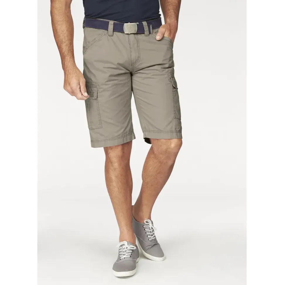 MAN'S WORLD Cargobermudas MAN'S WORLD, Herren, Gr. 66, N-Gr, grün (olivgrün), Obermaterial: 100% Baumwolle, unifarben, normal kniebedeckend, Hosen, auch in Großen Größen, Topseller