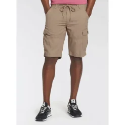 MAN'S WORLD MAN'S WORLD, Herren, Gr. 42, N-Gr, grün (khaki), Web, Obermaterial: 100% Baumwolle, unifarben, bequem, Hosen Bermudas
