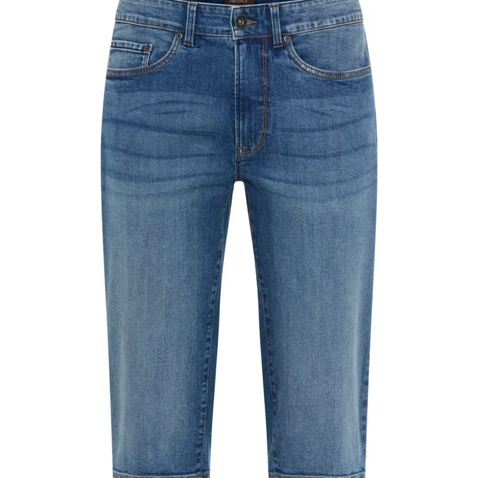 man's world plus "Große Größen", Herren, Gr. 64, N-Gr, blau (medium blau used), Denim/Jeans, Obermaterial: 98% Baumwolle, 2% Elasthan, unifarben, regular fit kniefrei, Jeans, gerade geschnittenes Bein, normale Leibhöhe, Regular-Fit