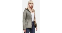Marikoo Damen Steppjacke Übergangsjacke gesteppte Jacke mit Kapuze Frühjahr Stepp B857 [B857-Asr-Grau-Gr.XS] - XS