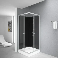 Marwell Black Reef Komplettdusche mit Eckeinstieg 80 x 195 cm silber matt
