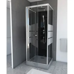 Marwell Dusy Komplettdusche 70 x 225 cm Duschwanne Schwarz/Silber Sicherheitsglas