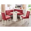 massivline & more Eckbankgruppe MASSIVLINE & MORE "Anna 2", rot (holzwerkstoff mit farbe weiß, lotos 5269 rot, rot, weiß), Kunstleder, Eckbank Anna 130cm x 130cm,Säulentisch Anna 68cm x 68cm,2 x Stühle Anna,Weiß dekor,Lotos 5269 rot, Holzwerkstoff, Kunstleder,