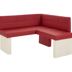 massivline & more Eckbankgruppe MASSIVLINE & MORE "Anna 2", rot (holzwerkstoff mit farbe weiß, lotos 5269 rot, rot, weiß), Kunstleder, Eckbank Anna 130cm x 130cm,Säulentisch Anna 68cm x 68cm,2 x Stühle Anna,Weiß dekor,Lotos 5269 rot, Holzwerkstoff, Kunstleder,
