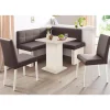 massivline & more Eckbankgruppe MASSIVLINE & MORE "Anna 2", braun (holzwerkstoff mit farbe weiß, lotos 5093 dunkelbraun, dunkelbraun, weiß), Kunstleder, Eckbank Anna 130cm x 130cm,Säulentisch Anna 68cm x 68cm,2 x Stühle Anna,Weiß dekor,Lotos 5093 dunkelbraun,