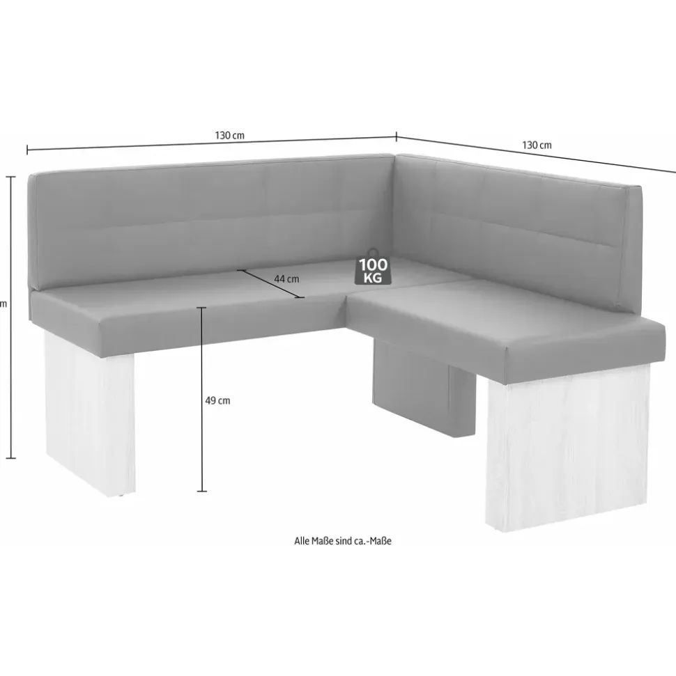 massivline & more Eckbankgruppe MASSIVLINE & MORE "Anna 2", braun (holzwerkstoff mit farbe weiß, lotos 5093 dunkelbraun, dunkelbraun, weiß), Kunstleder, Eckbank Anna 130cm x 130cm,Säulentisch Anna 68cm x 68cm,2 x Stühle Anna,Weiß dekor,Lotos 5093 dunkelbraun,