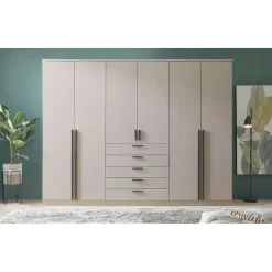 Möbel Kraft Drehtürenschrank 6-türig 270 x 210 x 52 cm Beige