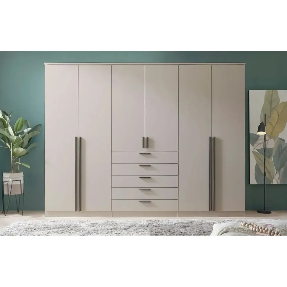 Möbel Kraft Drehtürenschrank 6-türig 270 x 210 x 52 cm Beige