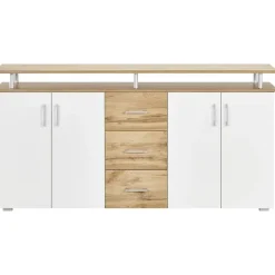 Möbel Kraft Sideboard 178 x 90 x 40 cm Weiß / Mehrfarbig
