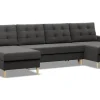 mebligo Eckcouch Textil 4-Sitzer Grau