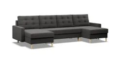 mebligo Eckcouch Textil 4-Sitzer Grau