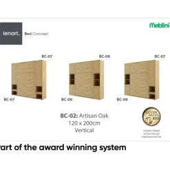 meblini Bed Concept 120 x 200 cm Artisan Eiche