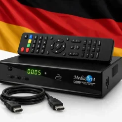 MediaArt Sat Receiver MEDIAART- 4 vorbereitet Deutsche Senderliste Full HD 1080P Digital HDMI 2xUSB Neue modell AAC-LC Audioformat, DVB-S, DVB-S2