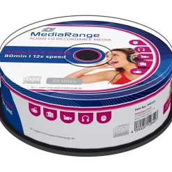 MediaRange Audio CD-R 700MB|80min 12-fache Schreibgeschwindigkeit, 25er Cakebox