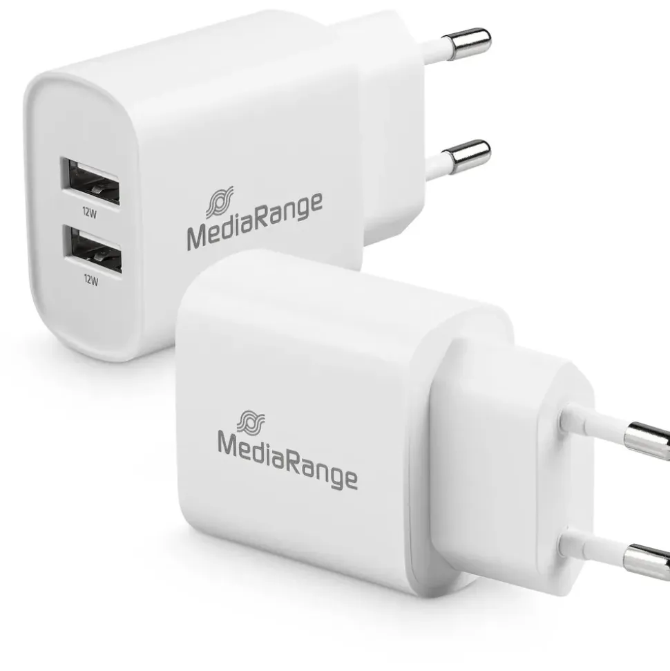 MediaRange 12W 2x USB-A weiß