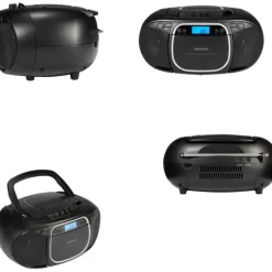 Medion E66476 Stereo Sound System (Boombox, CD-Player, MP3, Kassette, tragbarer Kassettenspieler für Kinder, UKW Radio, AUX, Kopfhörer, Netz & Batterie) schwarz,
