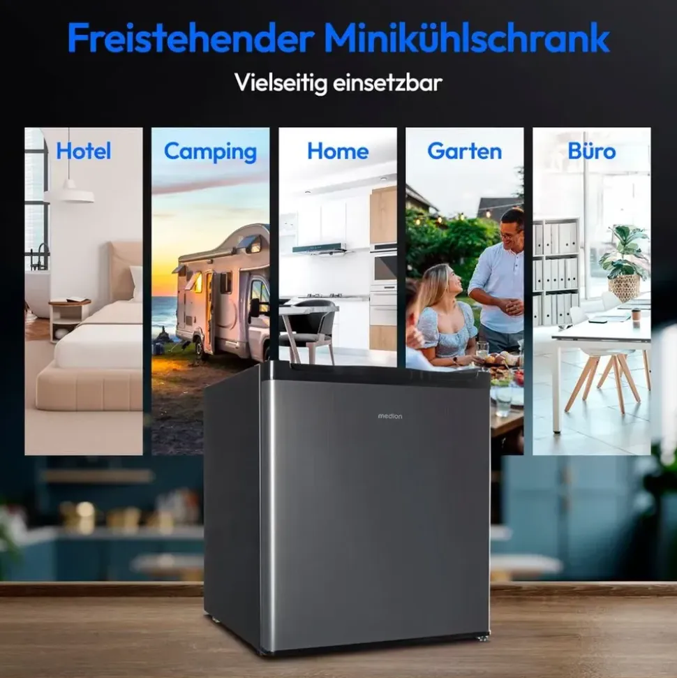 Medion MD37724 Getränkekühlschrank 41 l 63 cm hoch Grau
