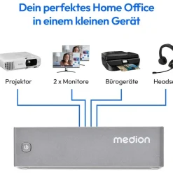 Medion S06e Mini PC 2023 5,1" 4K Ultra HD Intel N-Series N100 3,4 GHz 4 GB RAM 128 GB SSD Intel UHD Graphics Windows 11 Home