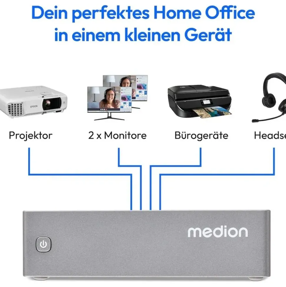 Medion S06e Mini PC 2023 5,1" 4K Ultra HD Intel N-Series N100 3,4 GHz 4 GB RAM 128 GB SSD Intel UHD Graphics Windows 11 Home