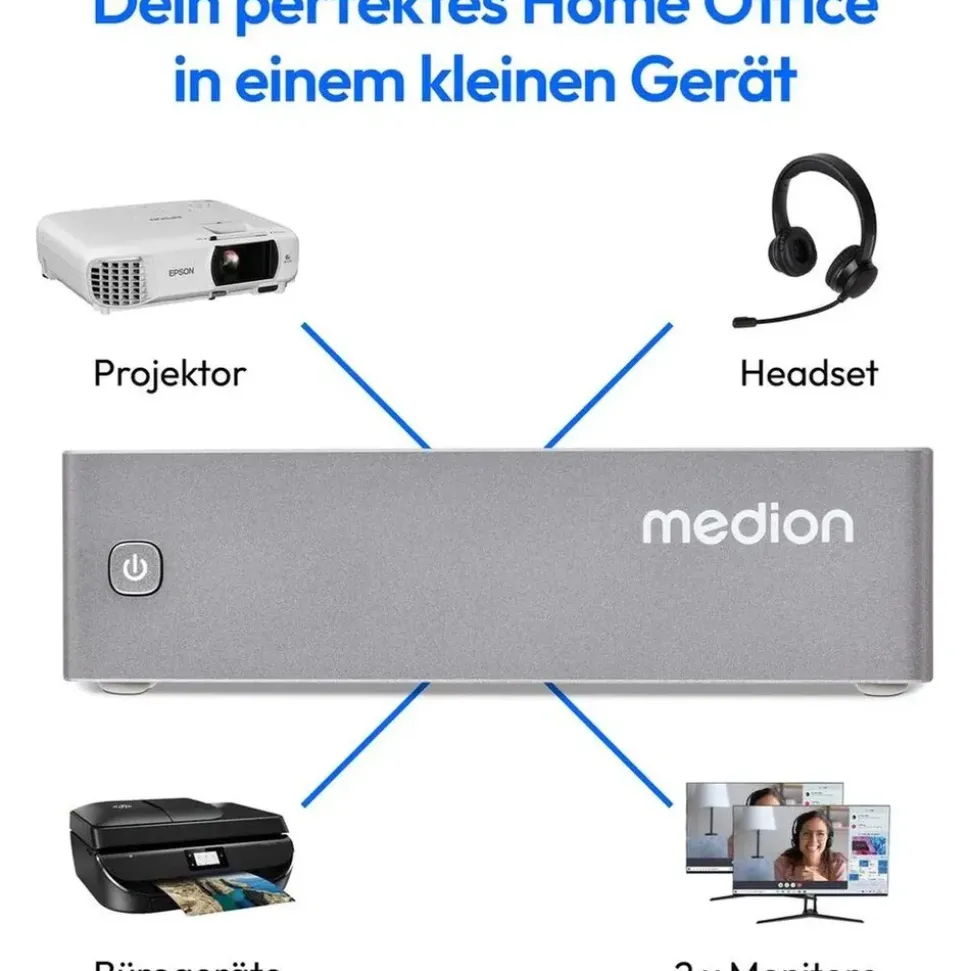 Medion S06e Mini PC 2023 5,1" 4K Ultra HD Intel N-Series N100 3,4 GHz 4 GB RAM 128 GB SSD Intel UHD Graphics Windows 11 Home