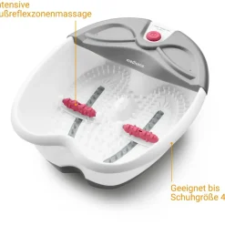 Medisana FS 300 Fußsprudelbad mit Fußreflexzonenmassage, elektrisches Fußbad, Warmhaltefunktion, Fußbad mit Massage und Heizung, für große Füße und eine angenehme Fußmassage