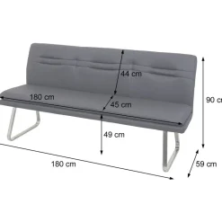 Mendler Esszimmer-Set HWC-H70, Esszimmergruppe Sitzgruppe Esszimmergarnitur, Stoff/Textil Edelstahl gebürstet ~ dunkelgrau 180cm