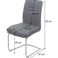 Mendler Esszimmer-Set HWC-H70, Esszimmergruppe Sitzgruppe Esszimmergarnitur, Stoff/Textil Edelstahl gebürstet ~ dunkelgrau 180cm