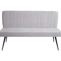 Mendler Esszimmer-Set HWC-K16, 2er-Set Stuhl+Sitzbank Esszimmergruppe Sitzgruppe Esszimmergarnitur, Samt Metall ~ hellgrau
