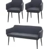 Mendler Esszimmerstuhl HWC-L13 Polyester anthrazit 2er Set