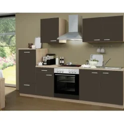Menke Küchenzeile Classic 270 cm Lava Melamin-Sonoma Eiche Nachbildung