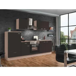 Menke Küchenzeile Classic 270 cm Lava Melamin-Sonoma Eiche Nachbildung