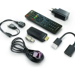 METRONIC 441646 Tuner DVB-T Receiver DVB-T, kompatibel mit DVB-T2 Dongle Stick Compact, HEVC, EPG, 1080i, HDMI, USB 2.0, SOS-Taste
