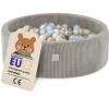 Misioo Bällebad mit Schaumstoff-Füllung - 90x30cm - 200 Bälle - Hochwertige Bällebad Bälle für Kinder - Weiches und Sicheres S... - Beige