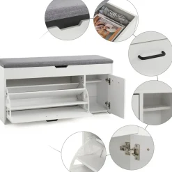 Mondeer Schuhbank 100 x 52 x 30 cm weiß / weiß