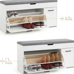 Mondeer Schuhbank 100 x 52 x 30 cm weiß / weiß
