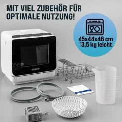 monzana MSPM900 Tischgeschirrspüler (freistehend, 450 mm breit, Weiß)
