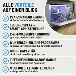 monzana MSPM900 Tischgeschirrspüler (freistehend, 450 mm breit, Weiß)