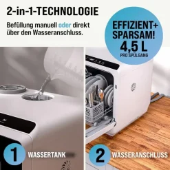 monzana MSPM900 Tischgeschirrspüler (freistehend, 450 mm breit, Weiß)