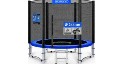 monzana Trampolin 244 cm inkl. Sicherheitsnetz und Leiter schwarz/blau