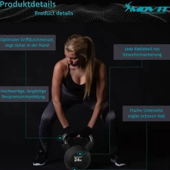 MOVIT Kettlebell PRO Kugelhantel Kettlebell 18 kg blau / schwarz / petrol