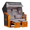 Mr. Deko Strandkorb Ostsee Wacholder PE Schwarz Dessin Royal Grau