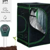 MuCoLa Growbox Gewächshaus Indoor Pflanzenzelt 120 x 120 x 200 cm Schwarz